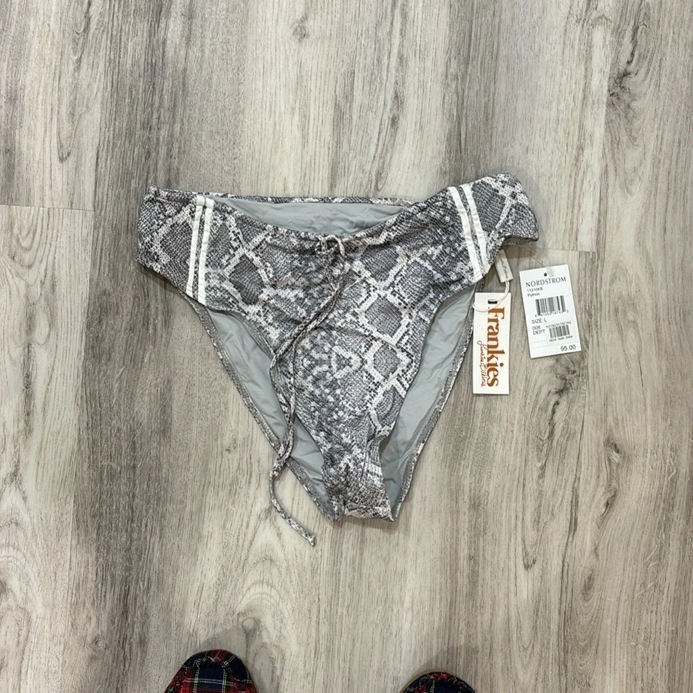 Frankie's Bikinis high waisted python bottoms  size large snake skin NWT